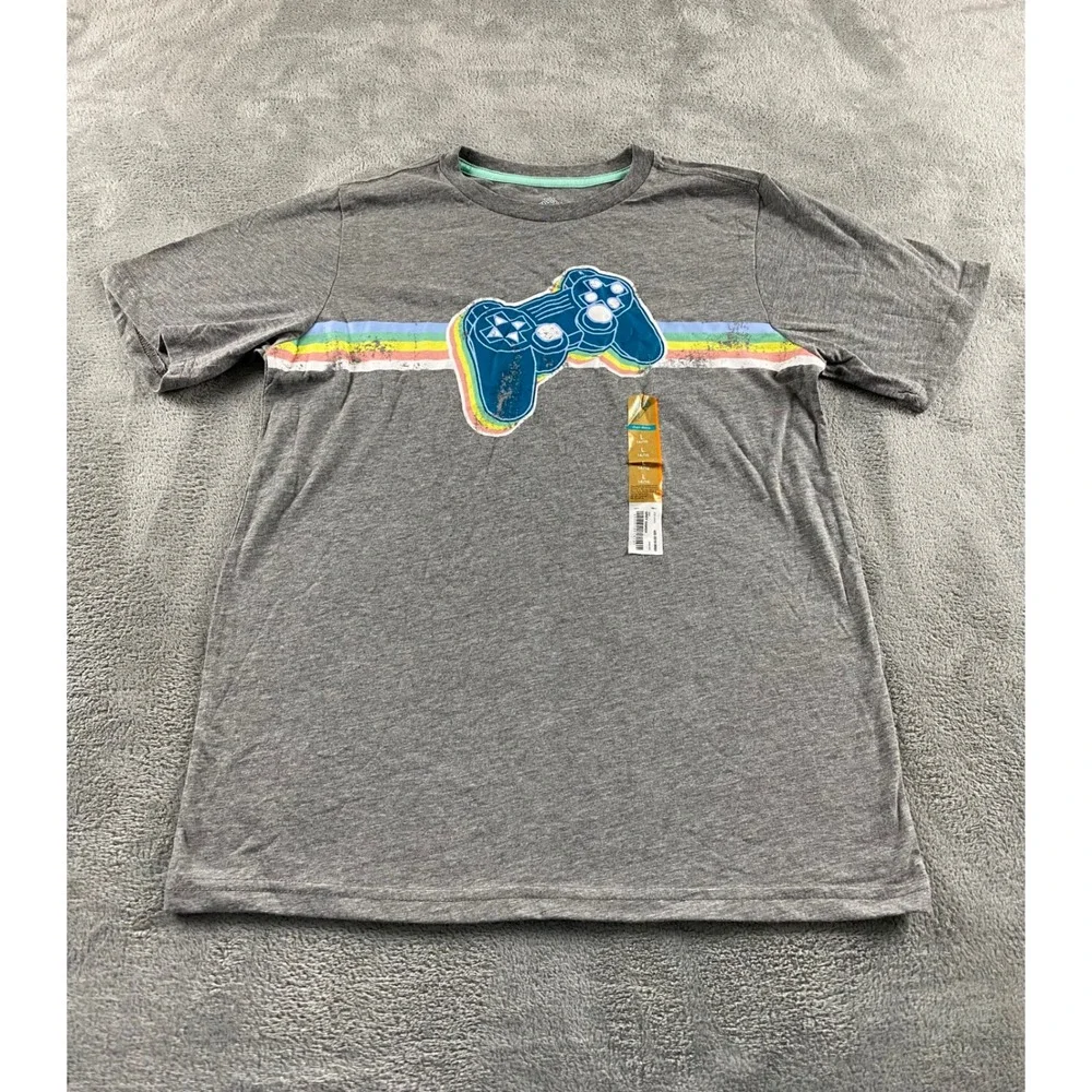 Thereabouts Kids Grey Gamer Graphic Tee Shirt Short Sleeve Size L 14/16‎ NWT
